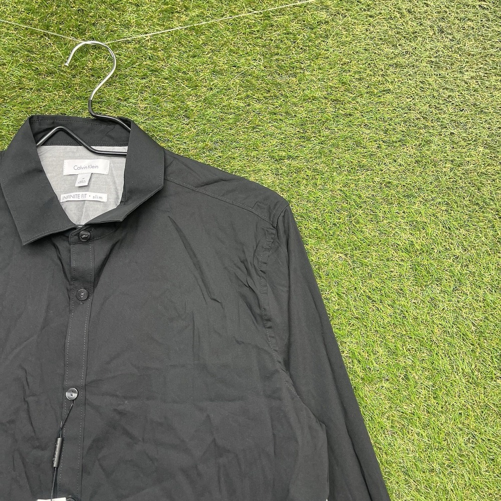 Calvin Klein Steel+ Dress Shirt Mens Medium Infinite Slim Fit Black NWT
